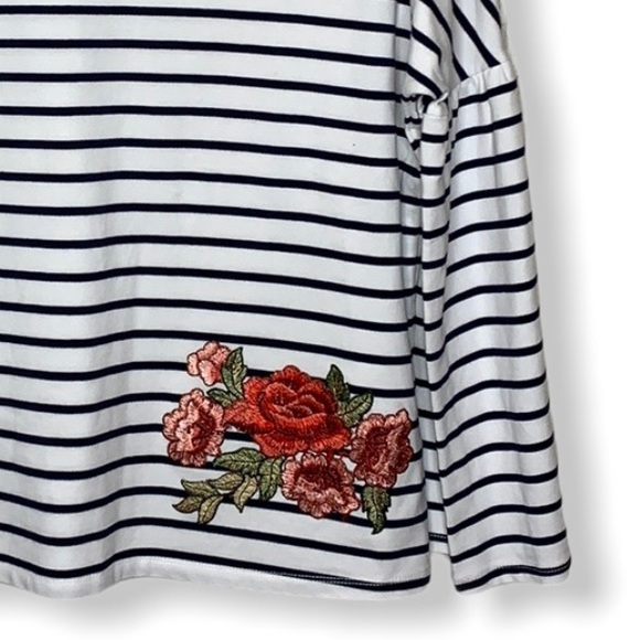 NWT Fever striped embroidered flower flare sleeve - Picture 3 of 11